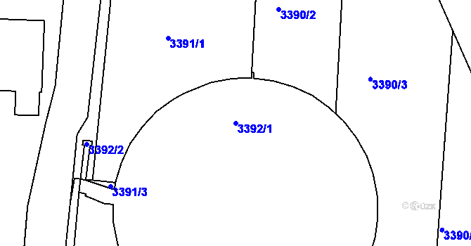 Parcela st. 3392/1 v KÚ Louny, Katastrální mapa