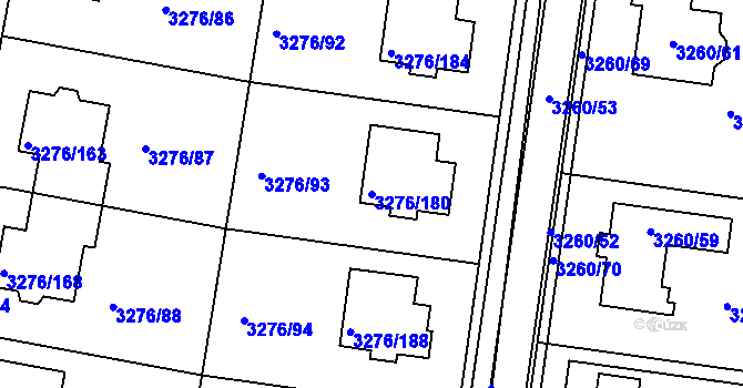 Parcela st. 3276/180 v KÚ Louny, Katastrální mapa