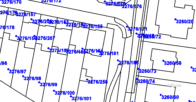 Parcela st. 3276/181 v KÚ Louny, Katastrální mapa