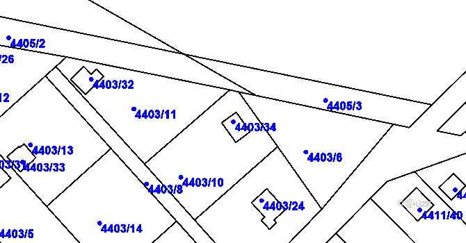 Parcela st. 4403/34 v KÚ Louny, Katastrální mapa