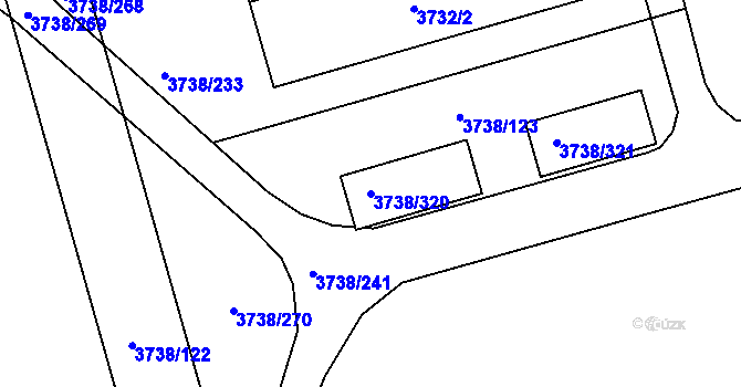 Parcela st. 3738/320 v KÚ Louny, Katastrální mapa