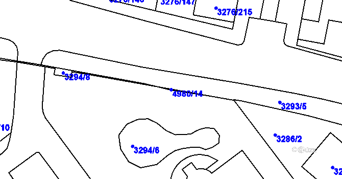Parcela st. 4980/14 v KÚ Louny, Katastrální mapa