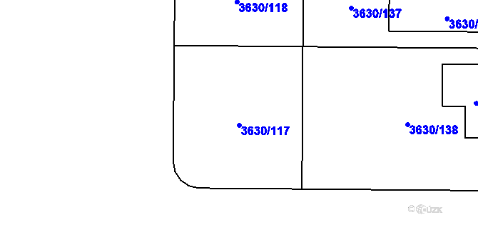 Parcela st. 3630/117 v KÚ Louny, Katastrální mapa