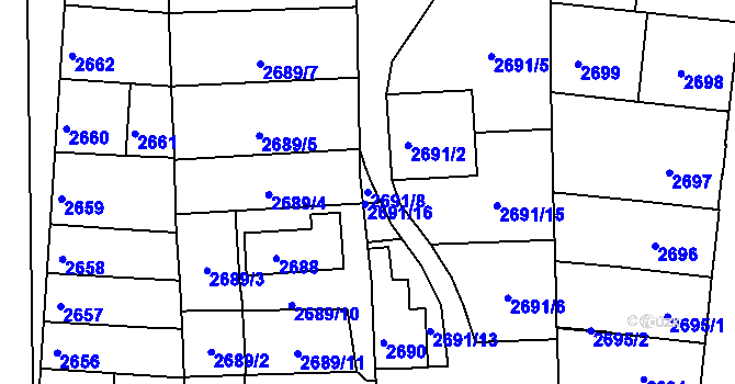 Parcela st. 2691/8 v KÚ Louny, Katastrální mapa