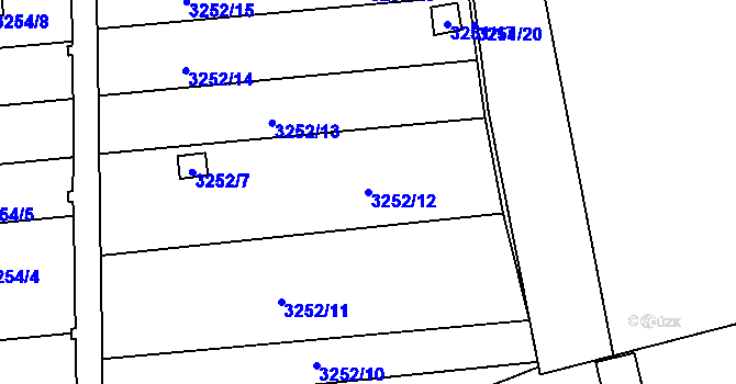 Parcela st. 3252/12 v KÚ Louny, Katastrální mapa