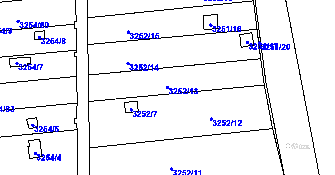 Parcela st. 3252/13 v KÚ Louny, Katastrální mapa