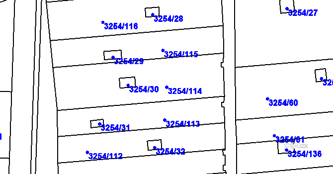 Parcela st. 3254/114 v KÚ Louny, Katastrální mapa