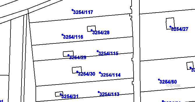 Parcela st. 3254/115 v KÚ Louny, Katastrální mapa