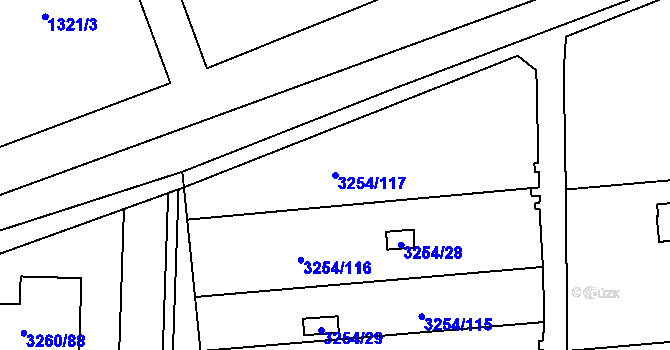 Parcela st. 3254/117 v KÚ Louny, Katastrální mapa