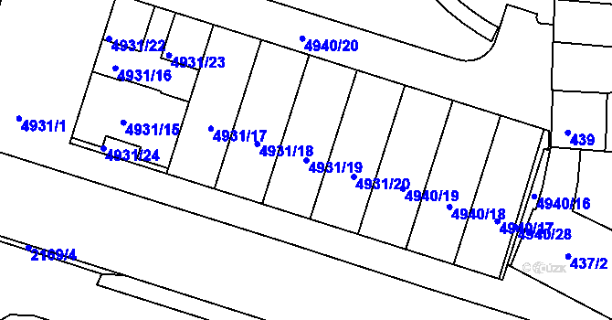 Parcela st. 4931/19 v KÚ Louny, Katastrální mapa