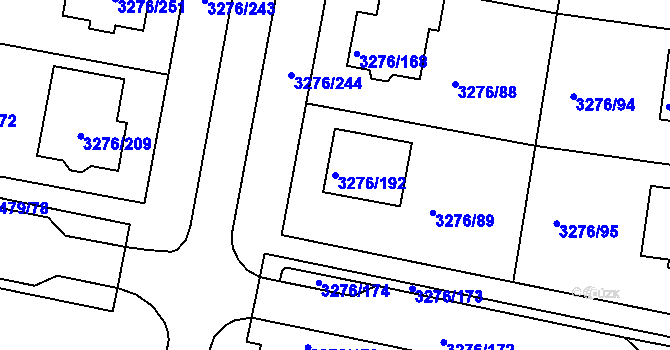 Parcela st. 3276/192 v KÚ Louny, Katastrální mapa