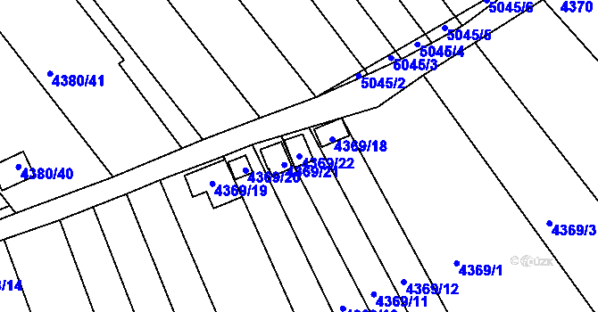 Parcela st. 4369/22 v KÚ Louny, Katastrální mapa