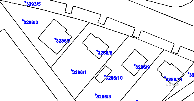 Parcela st. 3286/8 v KÚ Louny, Katastrální mapa