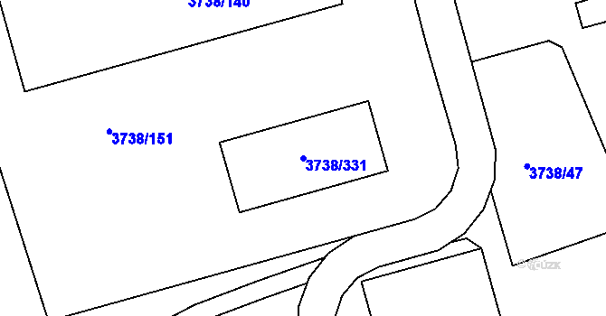 Parcela st. 3738/331 v KÚ Louny, Katastrální mapa
