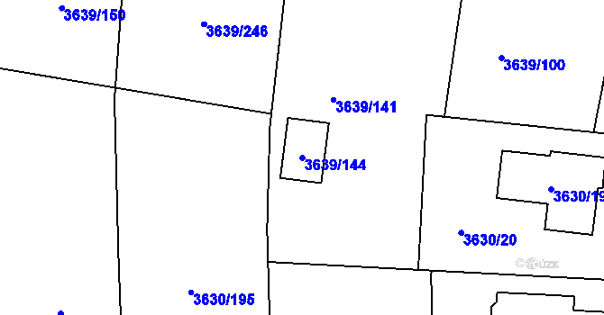 Parcela st. 3639/144 v KÚ Louny, Katastrální mapa