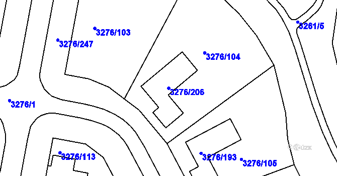 Parcela st. 3276/206 v KÚ Louny, Katastrální mapa