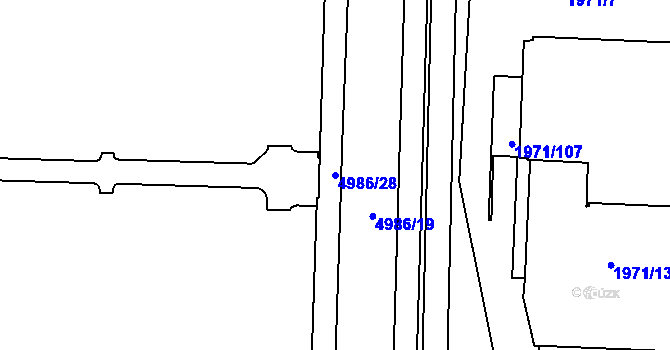 Parcela st. 4986/28 v KÚ Louny, Katastrální mapa