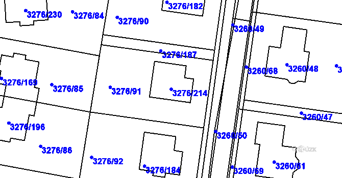 Parcela st. 3276/214 v KÚ Louny, Katastrální mapa