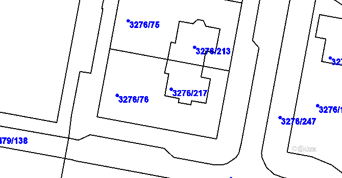 Parcela st. 3276/217 v KÚ Louny, Katastrální mapa