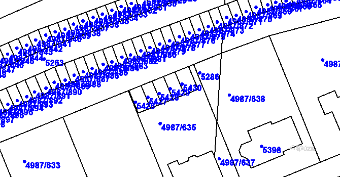 Parcela st. 5429 v KÚ Louny, Katastrální mapa