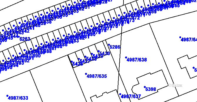 Parcela st. 5430 v KÚ Louny, Katastrální mapa