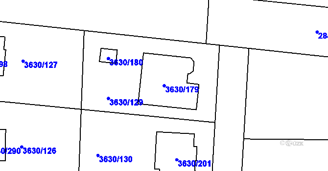 Parcela st. 3630/179 v KÚ Louny, Katastrální mapa