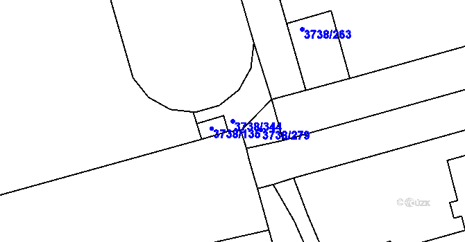 Parcela st. 3738/344 v KÚ Louny, Katastrální mapa