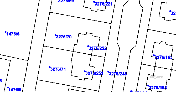 Parcela st. 3276/222 v KÚ Louny, Katastrální mapa