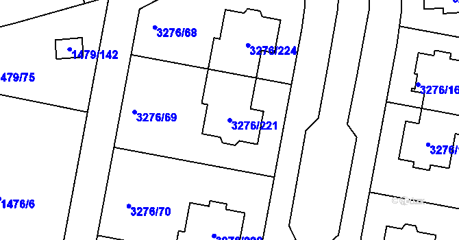 Parcela st. 3276/221 v KÚ Louny, Katastrální mapa