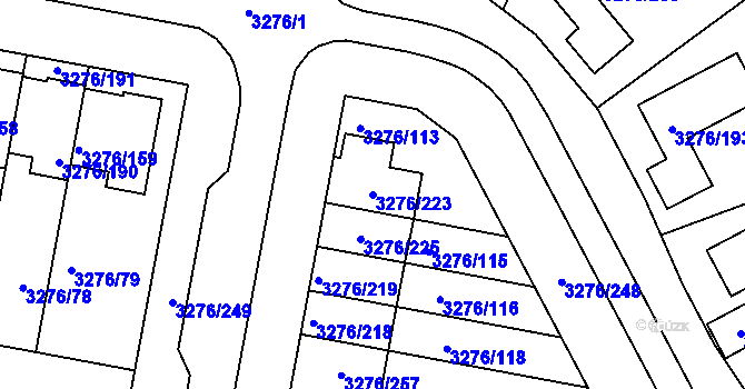 Parcela st. 3276/223 v KÚ Louny, Katastrální mapa