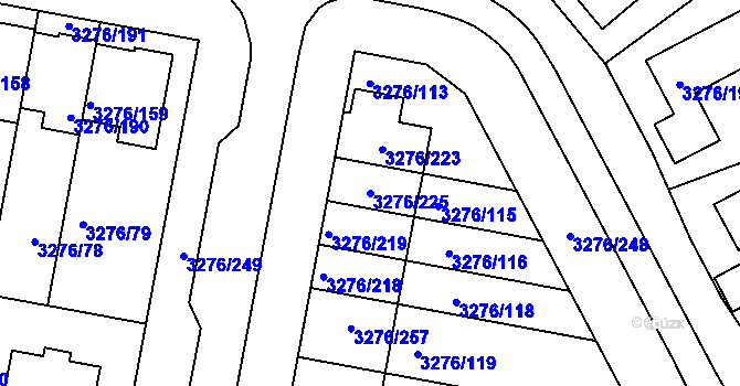 Parcela st. 3276/225 v KÚ Louny, Katastrální mapa