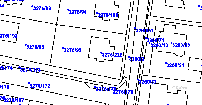 Parcela st. 3276/228 v KÚ Louny, Katastrální mapa