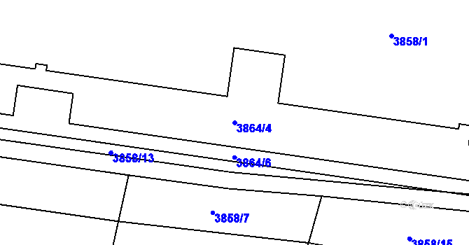 Parcela st. 3864/4 v KÚ Louny, Katastrální mapa