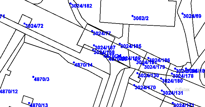 Parcela st. 4870/24 v KÚ Louny, Katastrální mapa