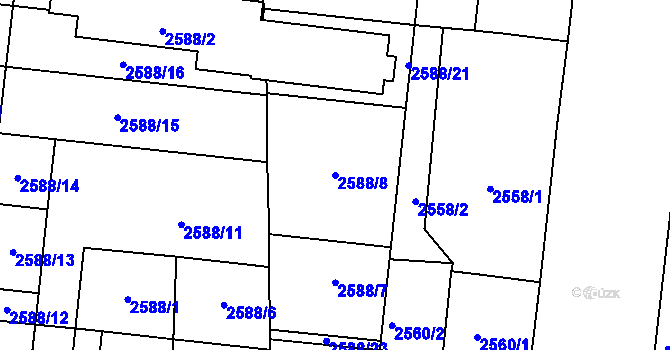 Parcela st. 2588/8 v KÚ Louny, Katastrální mapa