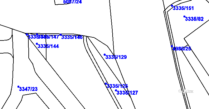 Parcela st. 3335/129 v KÚ Louny, Katastrální mapa
