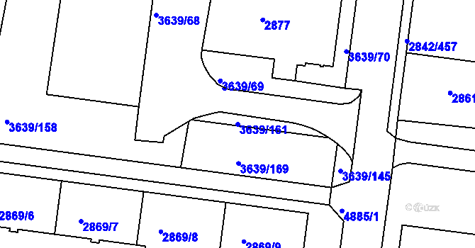 Parcela st. 3639/161 v KÚ Louny, Katastrální mapa