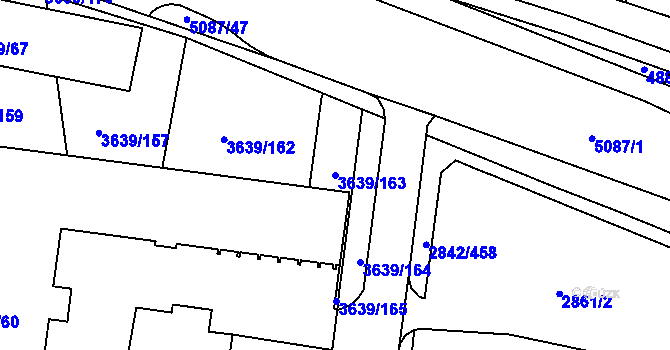 Parcela st. 3639/163 v KÚ Louny, Katastrální mapa