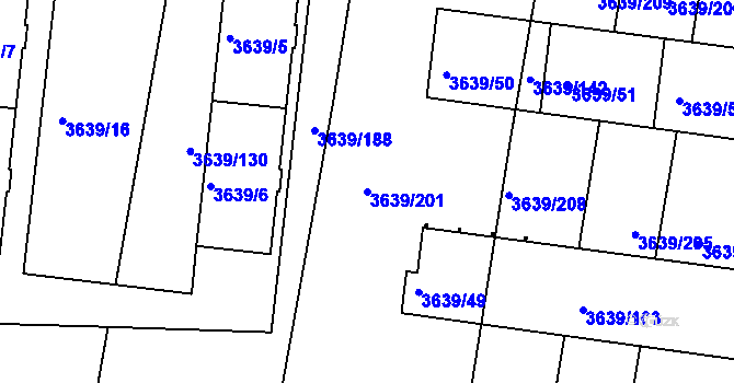 Parcela st. 3639/201 v KÚ Louny, Katastrální mapa