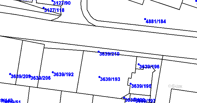 Parcela st. 3639/210 v KÚ Louny, Katastrální mapa
