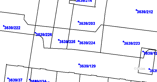 Parcela st. 3639/224 v KÚ Louny, Katastrální mapa