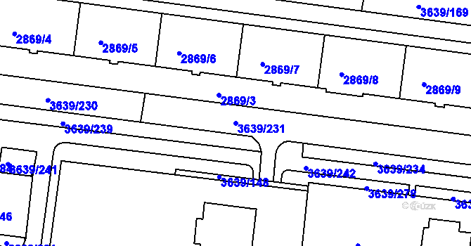 Parcela st. 3639/231 v KÚ Louny, Katastrální mapa