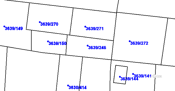Parcela st. 3639/246 v KÚ Louny, Katastrální mapa
