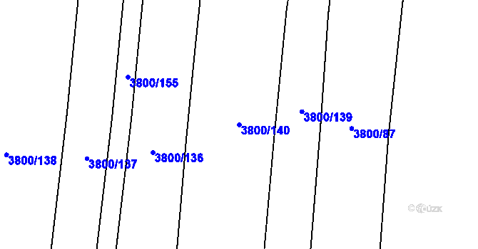 Parcela st. 3800/140 v KÚ Louny, Katastrální mapa