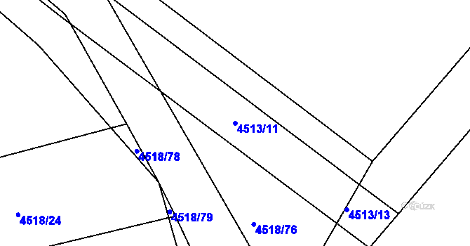 Parcela st. 4513/11 v KÚ Louny, Katastrální mapa