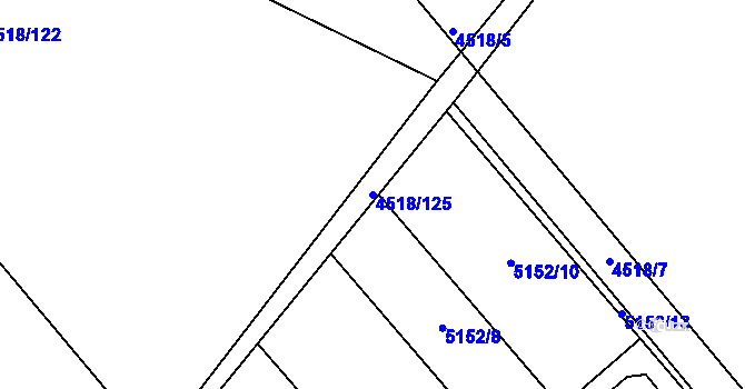 Parcela st. 4518/125 v KÚ Louny, Katastrální mapa