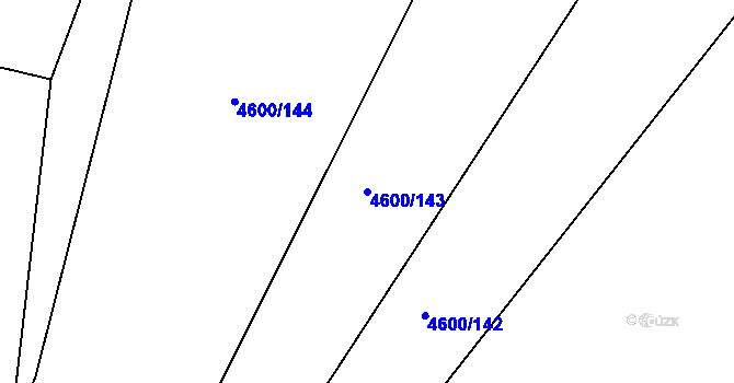 Parcela st. 4600/143 v KÚ Louny, Katastrální mapa