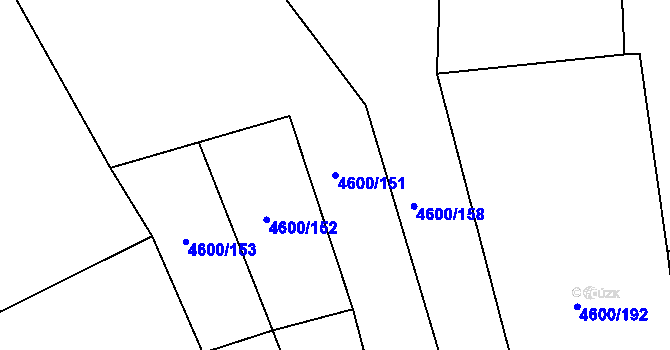 Parcela st. 4600/151 v KÚ Louny, Katastrální mapa
