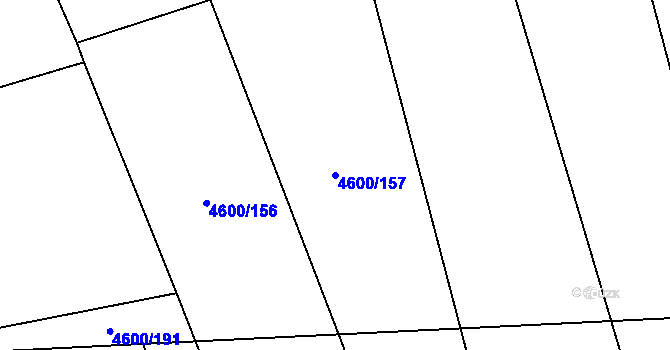 Parcela st. 4600/157 v KÚ Louny, Katastrální mapa