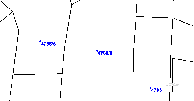 Parcela st. 4786/6 v KÚ Louny, Katastrální mapa